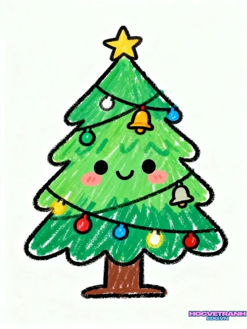 vẽ tranh hoạt hình cây thông