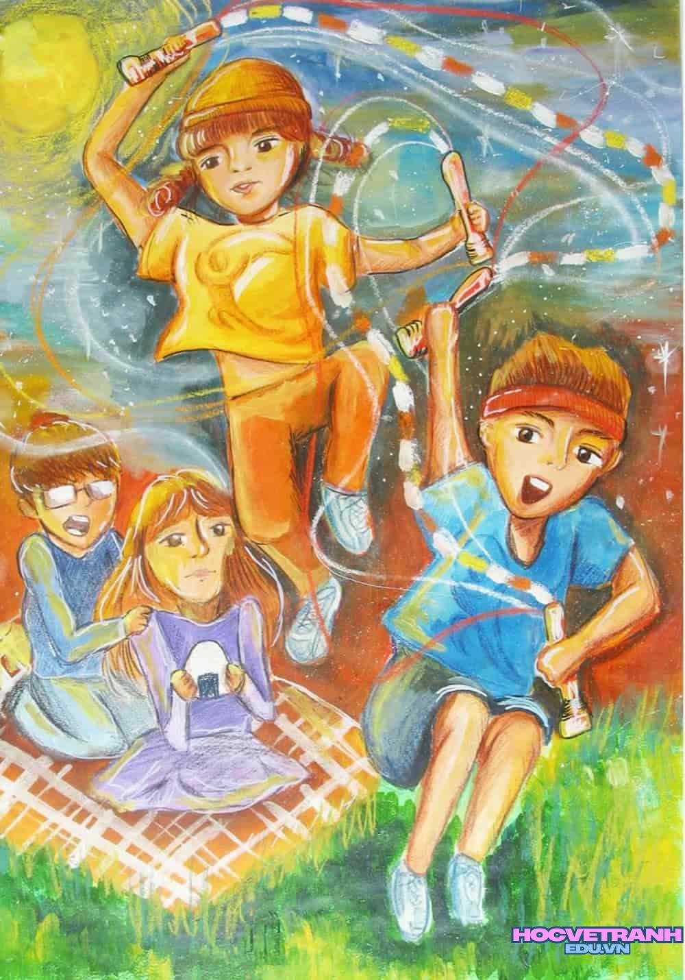 vẽ tranh hoạt hình nhiều màu