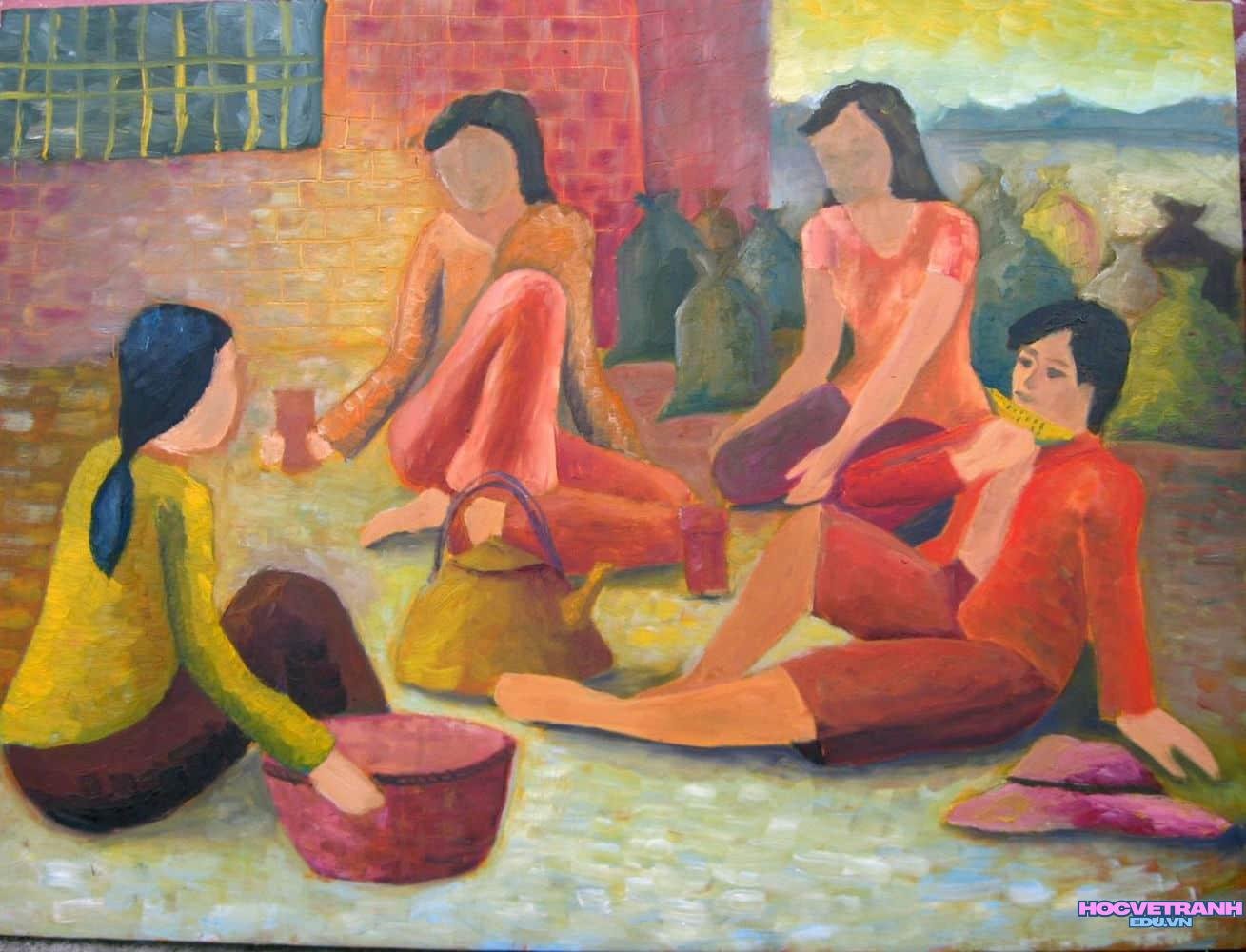 vẽ tranh làng nghề đẹp xinh