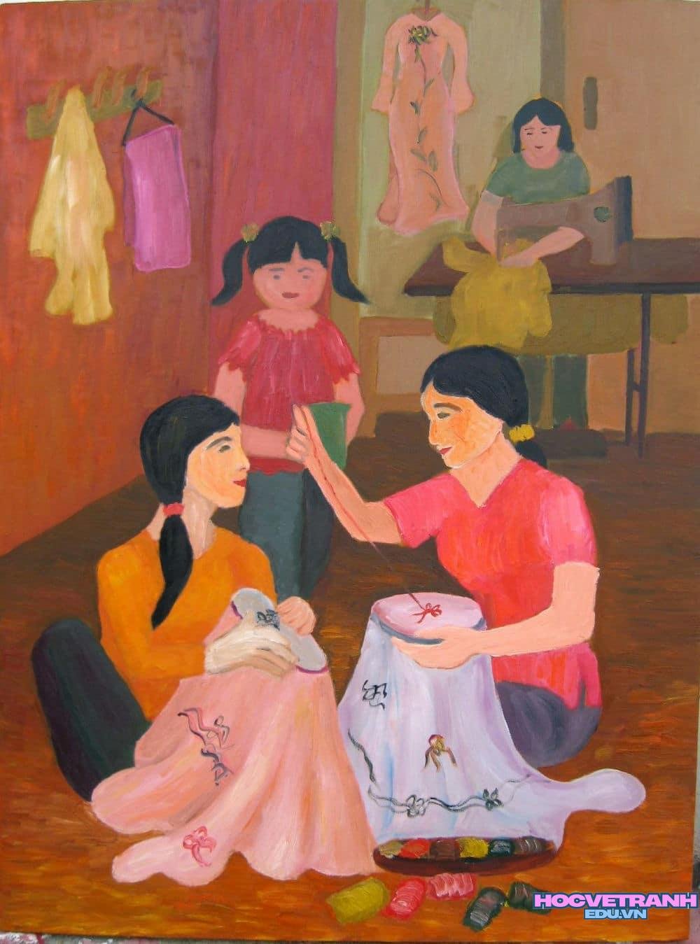 vẽ tranh làng nghề truyền đời