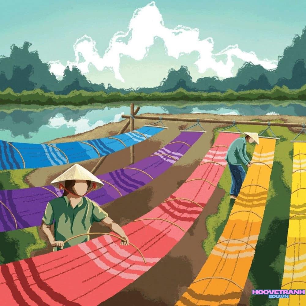 vẽ tranh làng nghề truyền thống