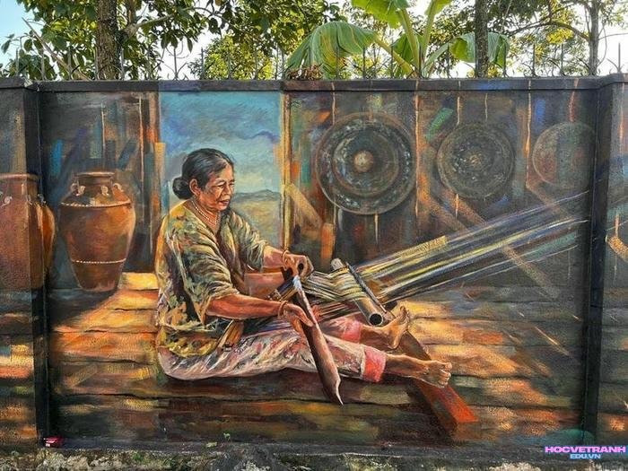 vẽ tranh làng nghề truyền thống cô