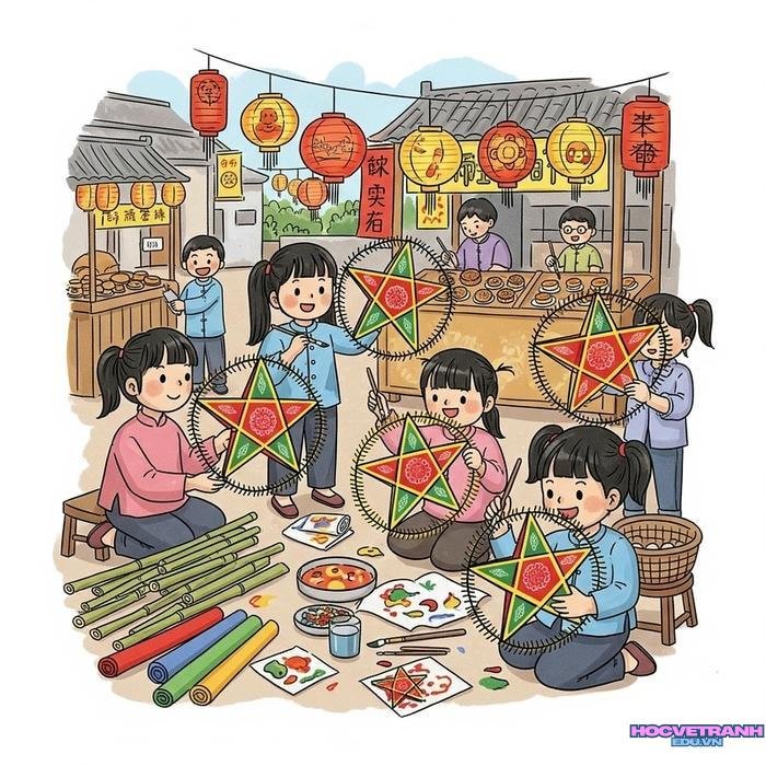 vẽ tranh làng nghề truyền thống làm đen