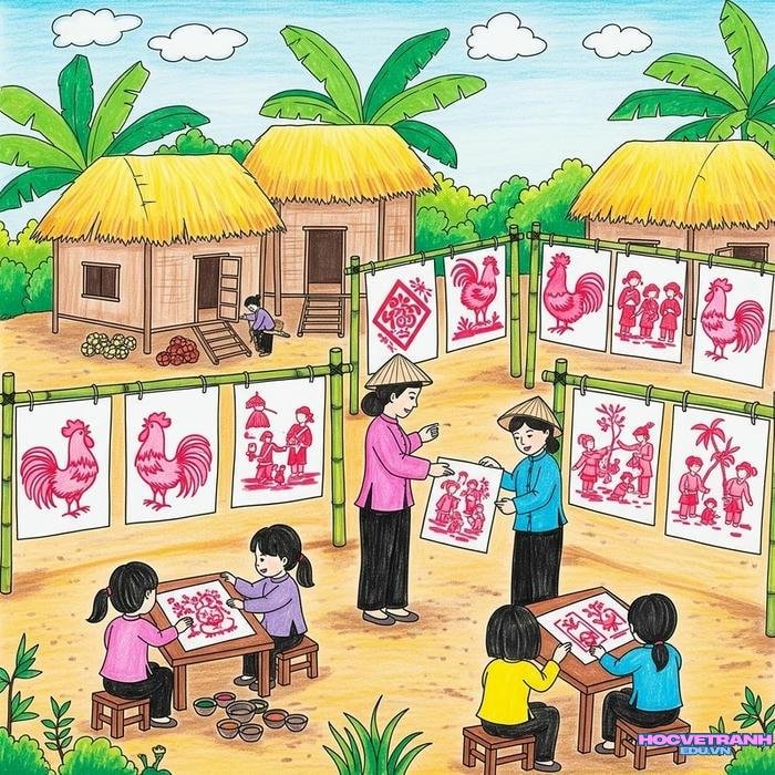 vẽ tranh làng nghề truyền thống tranh đông hồ