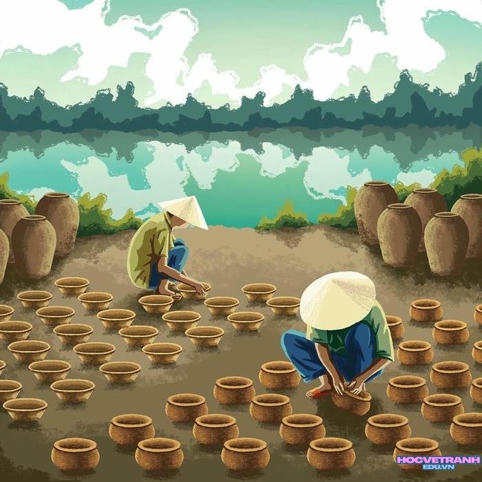 vẽ tranh làng nghề truyền thống vn