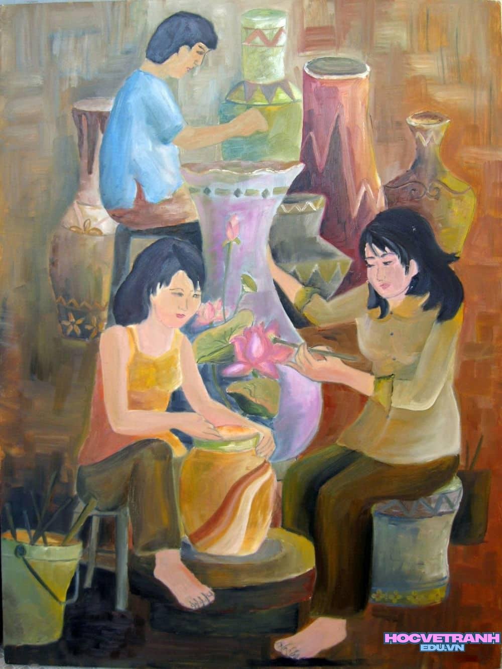 vẽ tranh làng nghề văn hóa