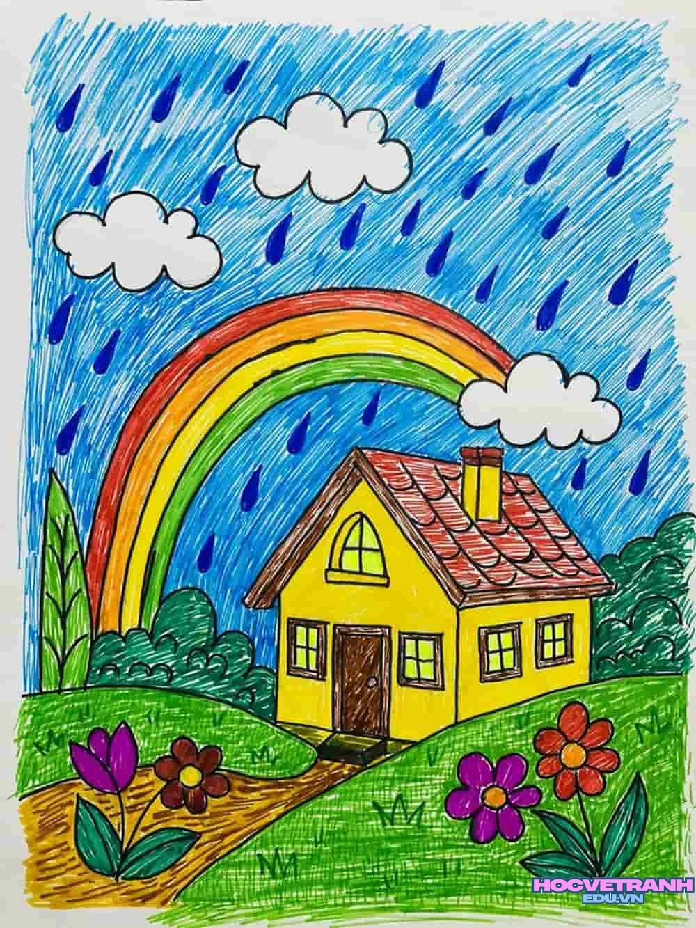 vẽ tranh làng quê mộc mạc