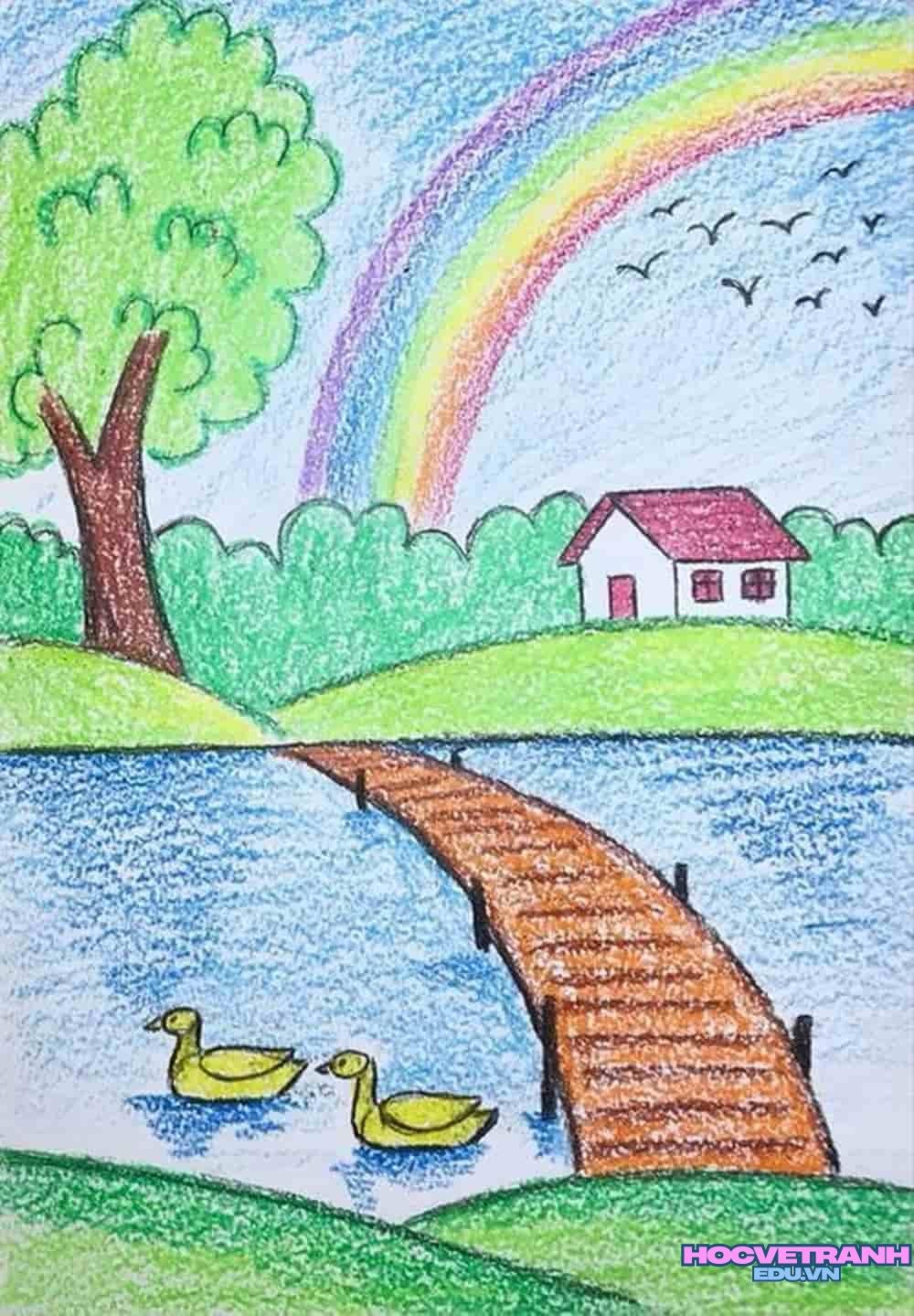 vẽ tranh làng quê tuổi thơ
