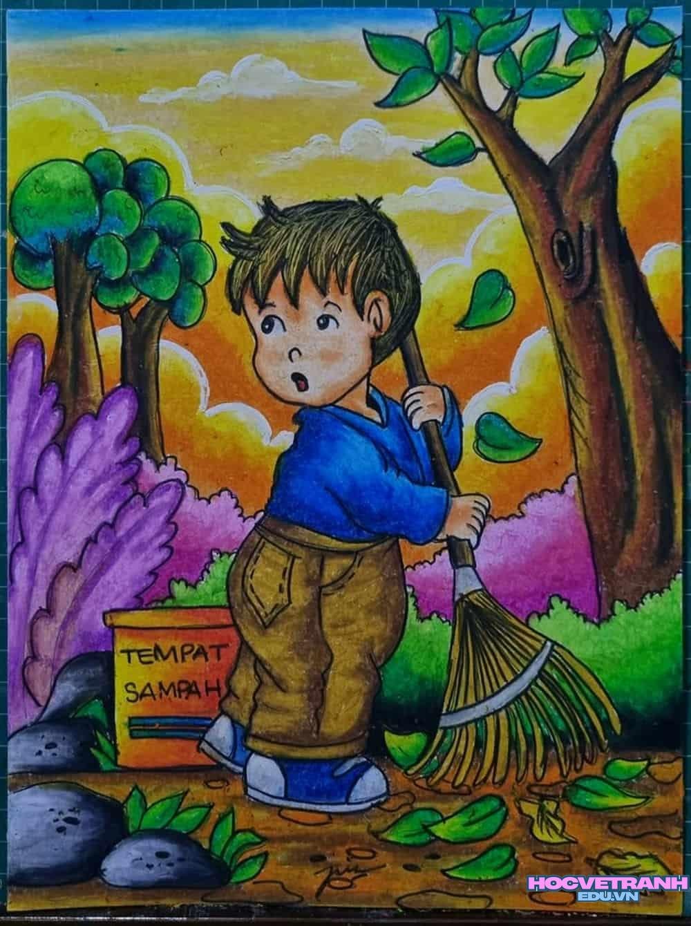 vẽ tranh lao động cần cù