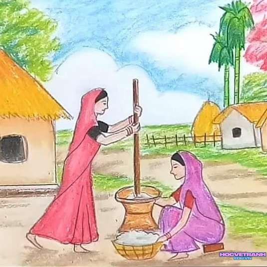 vẽ tranh lao động đẹp xinh