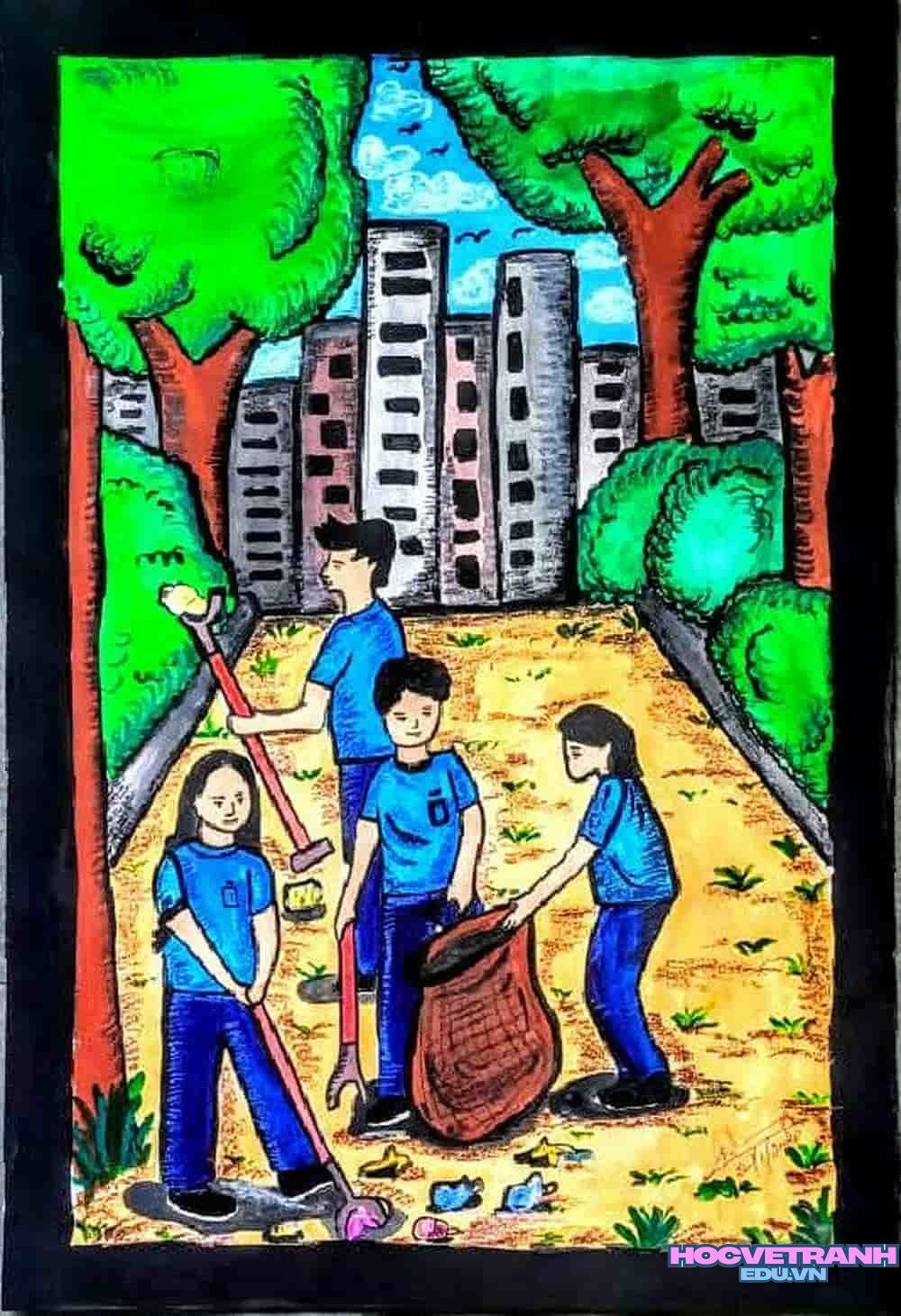 vẽ tranh lao động đời thường