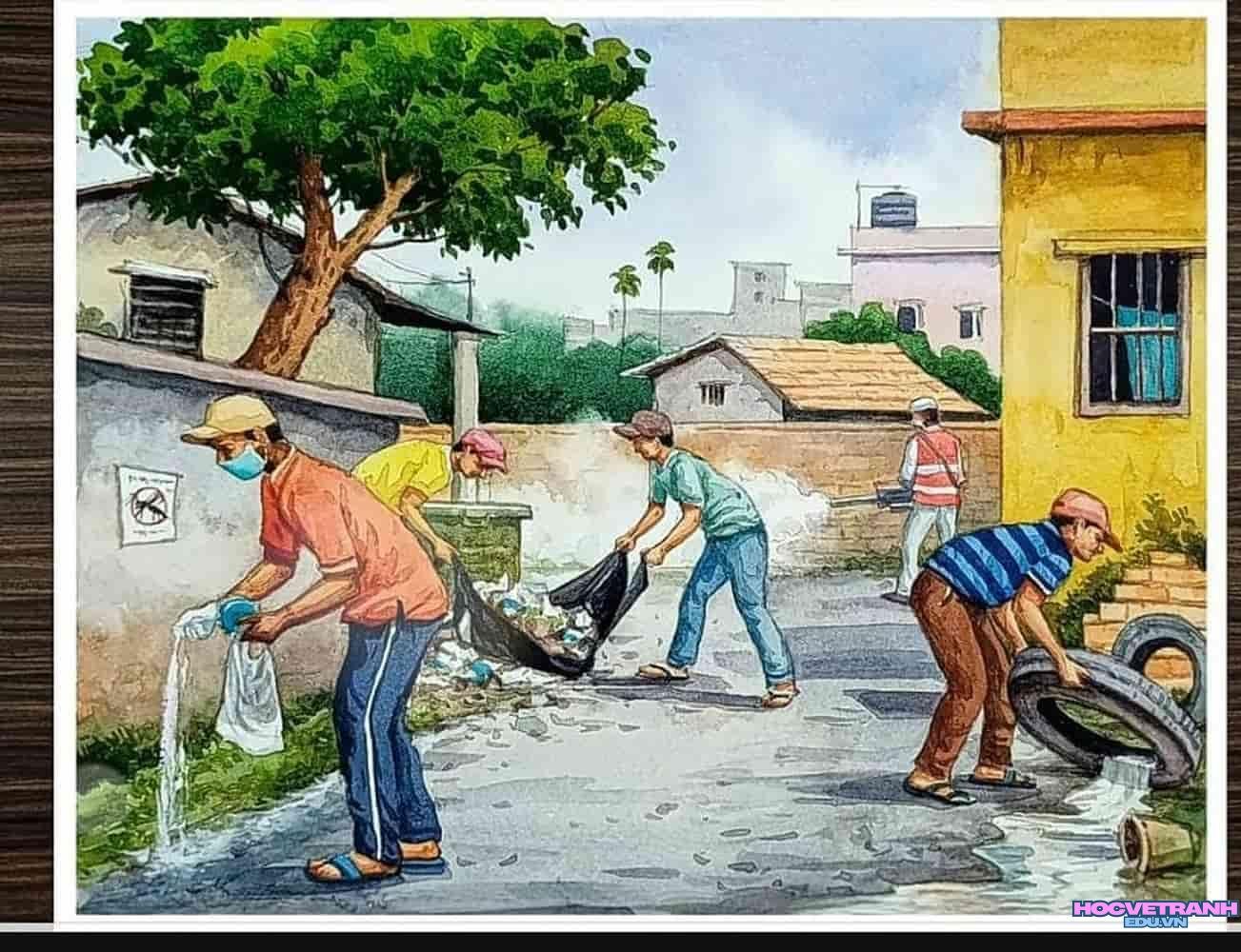 vẽ tranh lao động hăng say