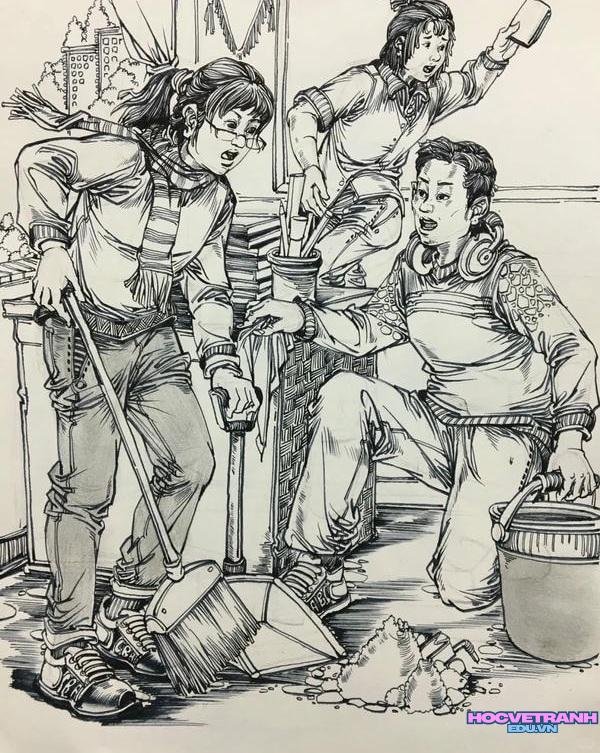 vẽ tranh lao động ở trường