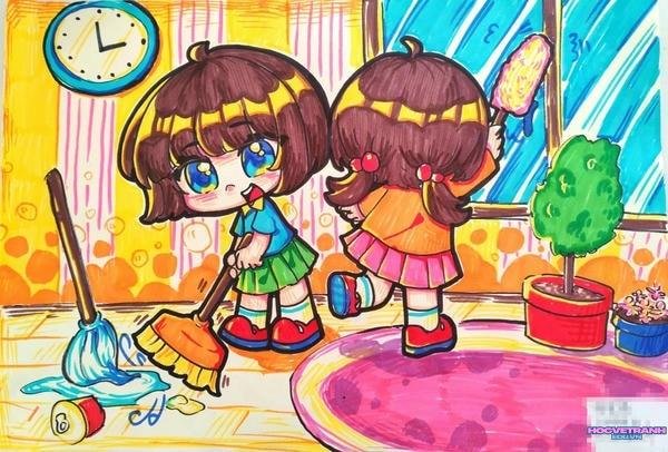 vẽ tranh lao động vn