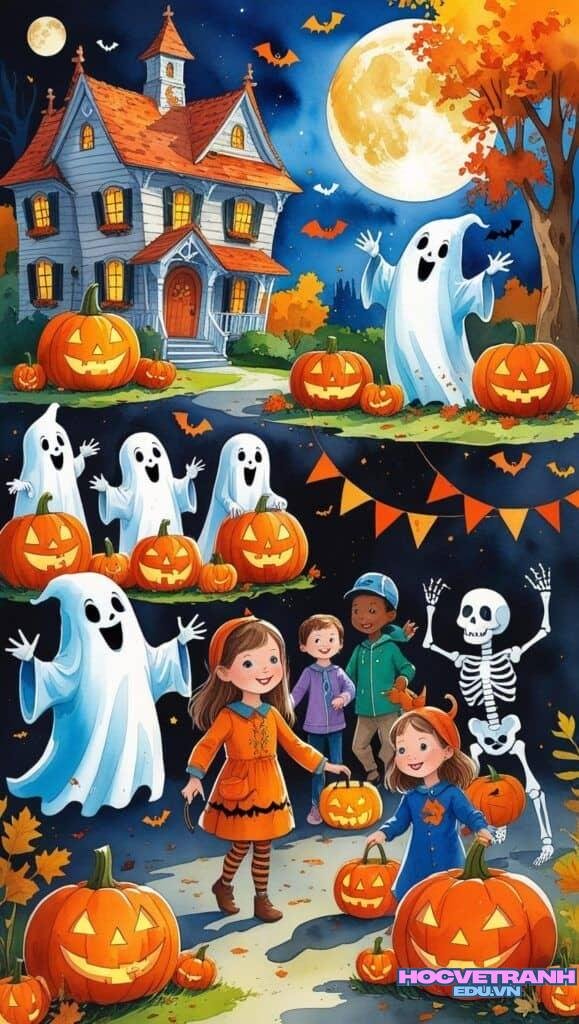 ve tranh le hoi halloween.