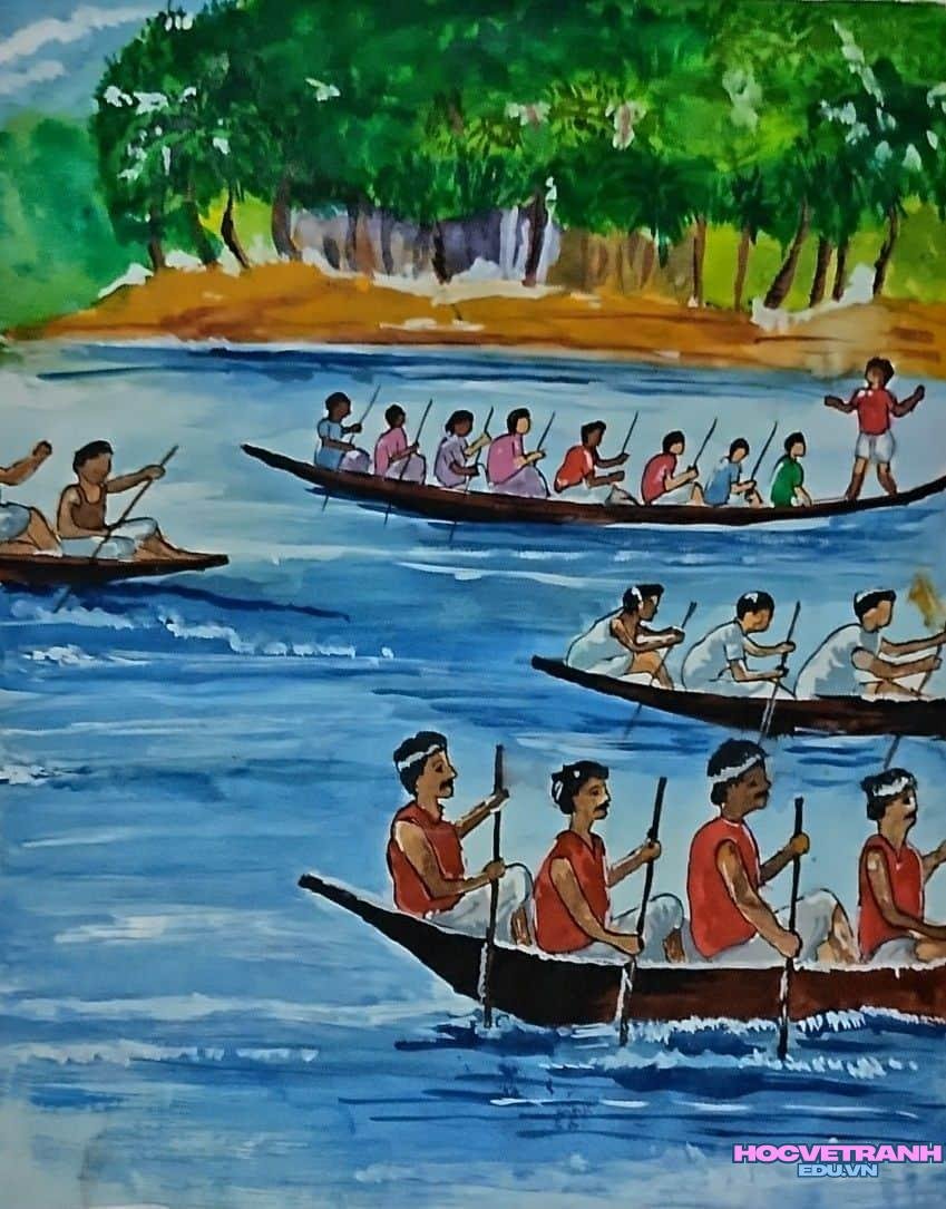 ve tranh le hoi tre.