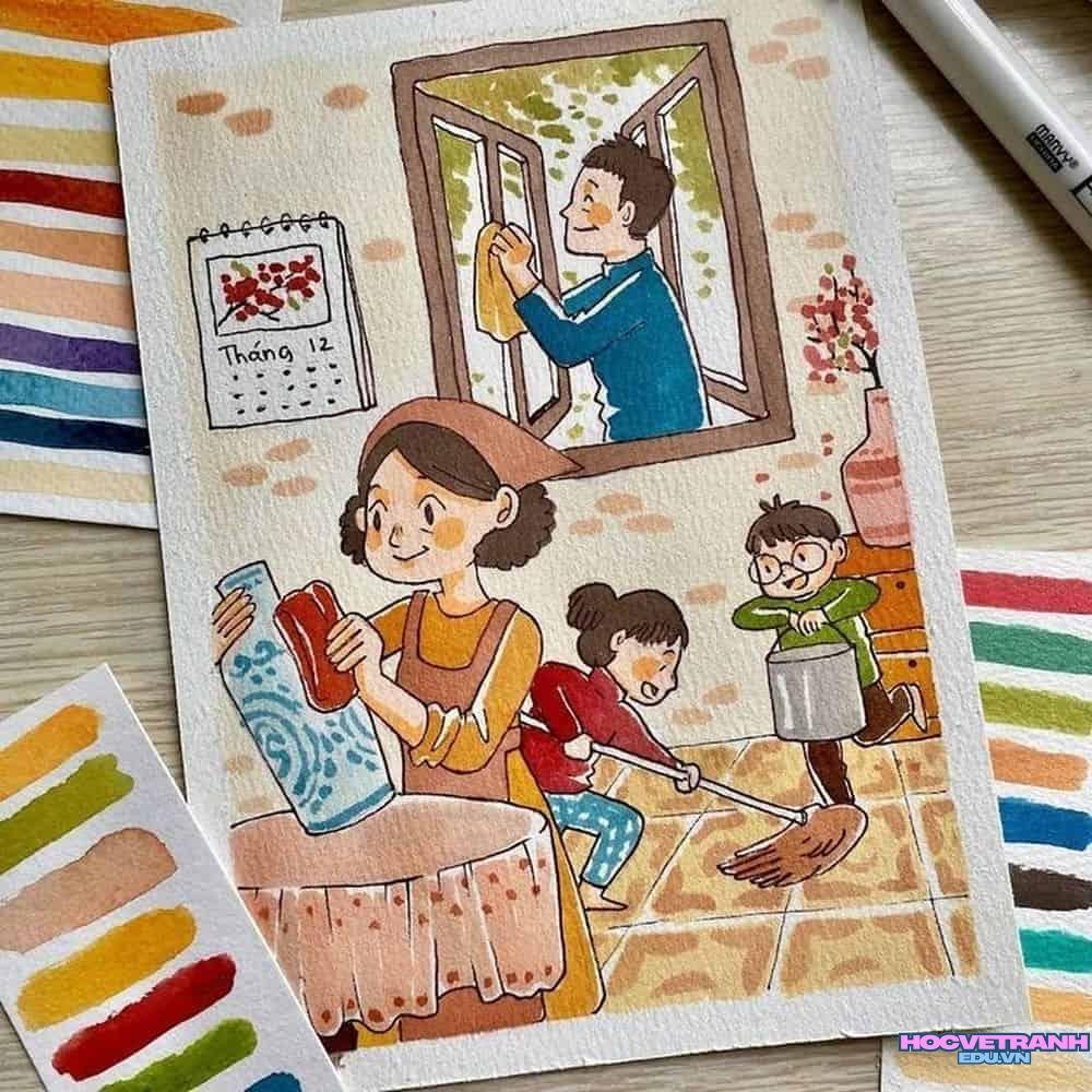 vẽ tranh mầm non đơn giản