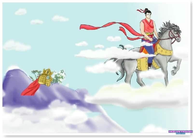 vẽ tranh minh họa thánh gióng về trời đẹp