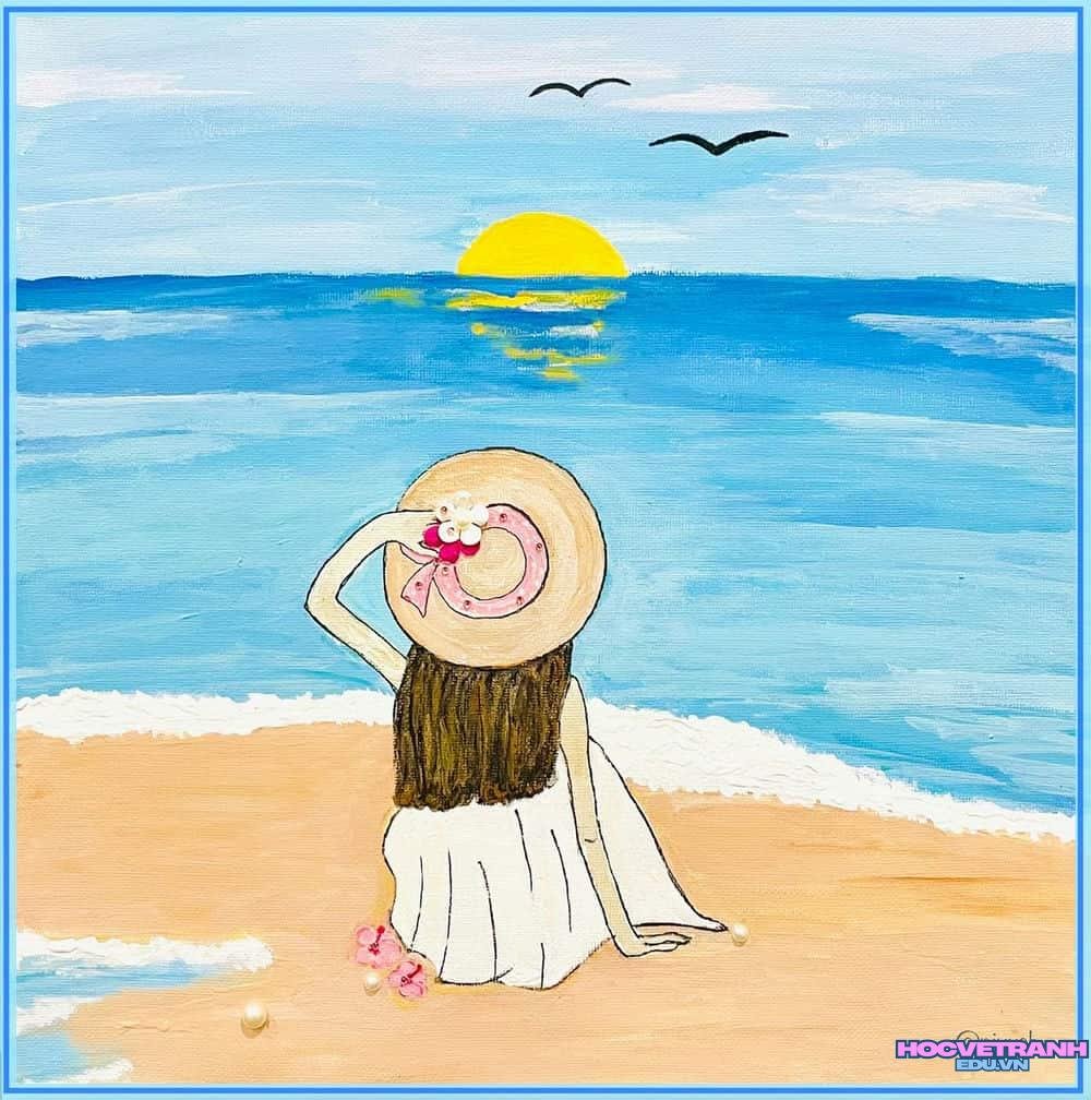 vẽ tranh mùa hè biển xanh