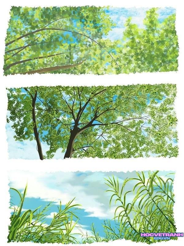 vẽ tranh mùa hè cây xanh