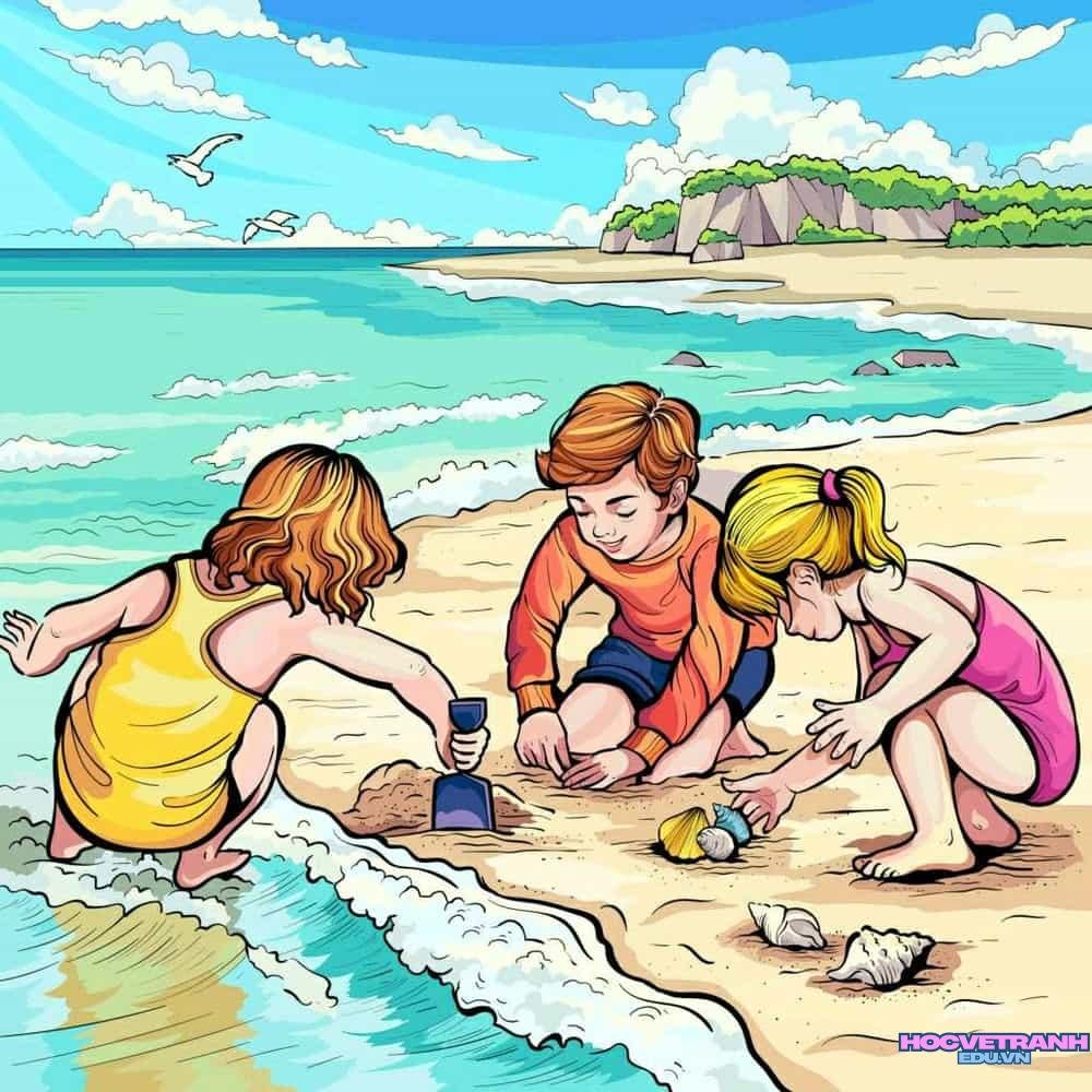 vẽ tranh mùa hè nghỉ ngơi