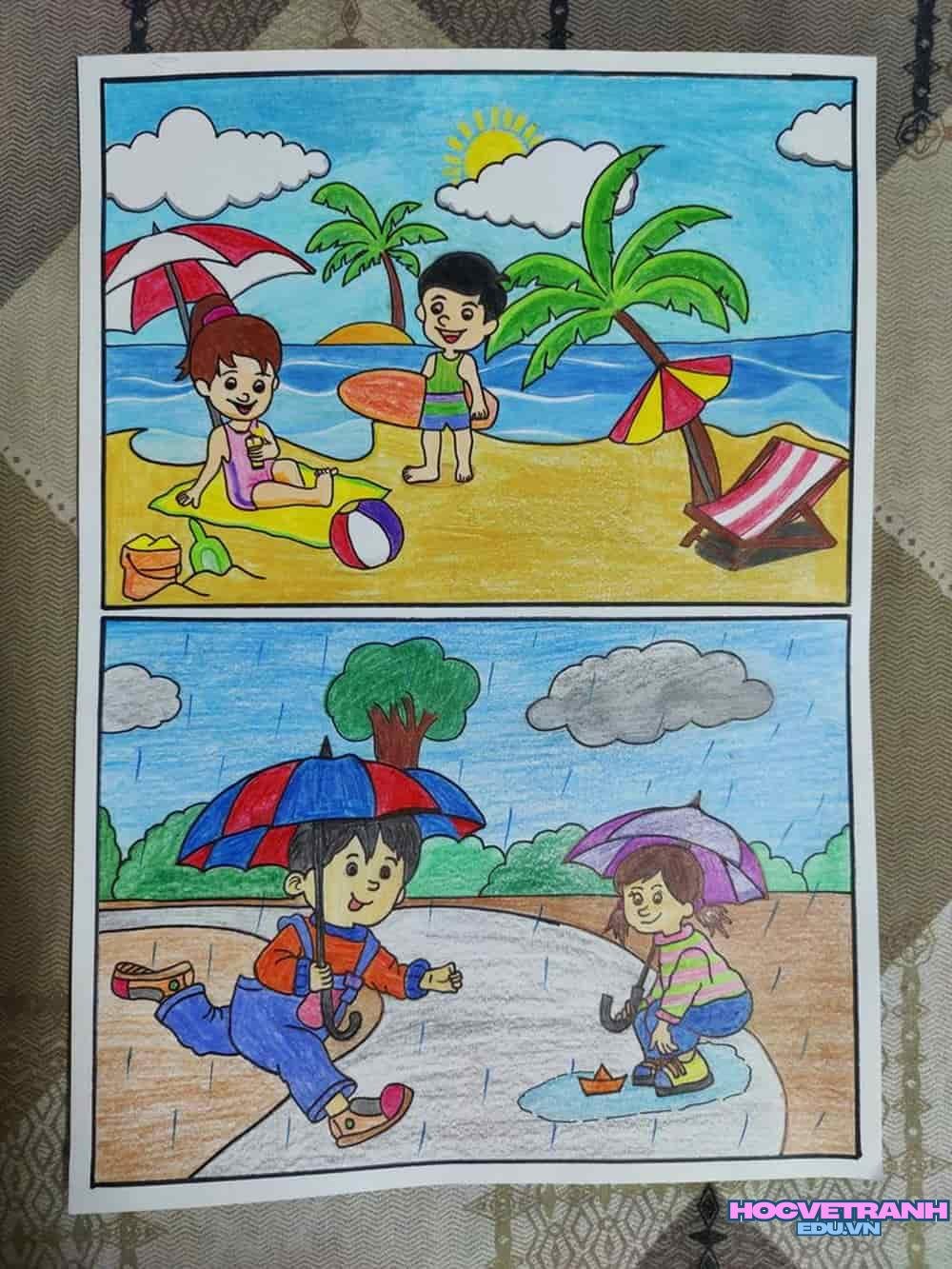 vẽ tranh mùa hè sôi động