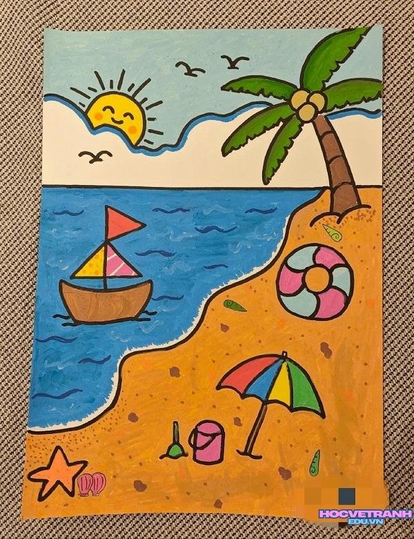 vẽ tranh mùa hè tô màu