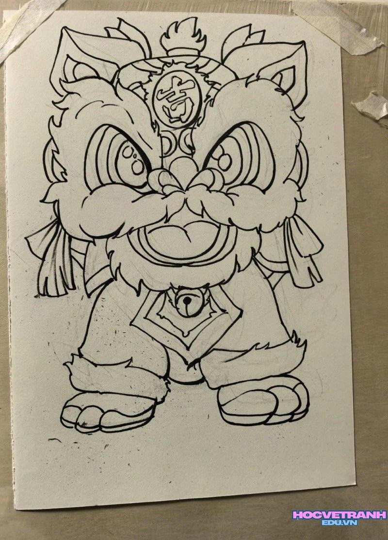 vẽ tranh múa lân ngày tết full hd