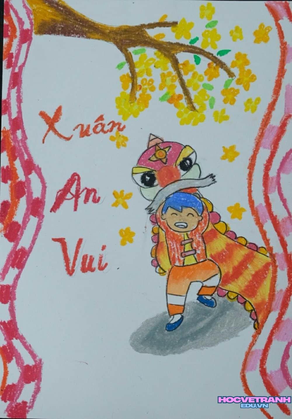 vẽ tranh múa lân nhộn nhịp