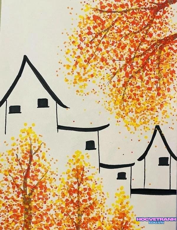 vẽ tranh mùa thu đơn giản dịu