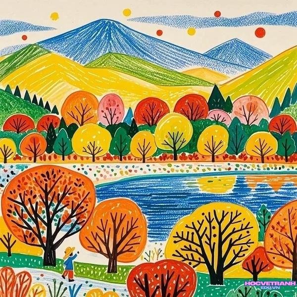 vẽ tranh mùa thu đơn giản hd