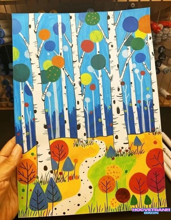 vẽ tranh mùa thu đơn giản nhất