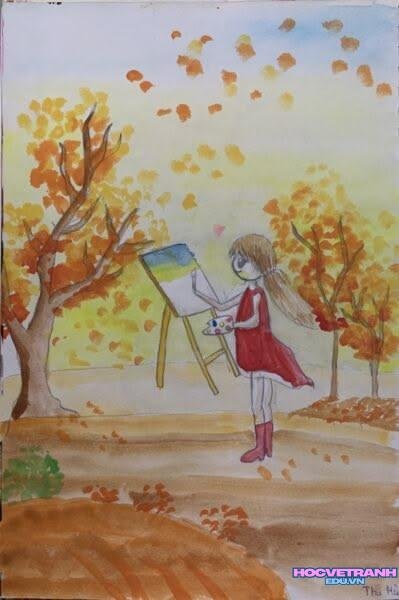 vẽ tranh mùa thu lãng mạn
