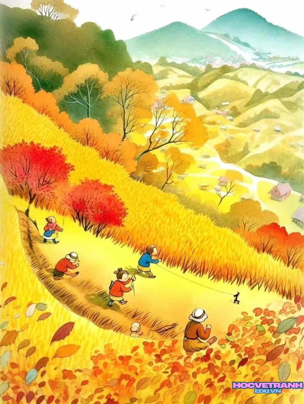 vẽ tranh mùa thu vàng lá
