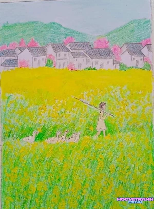 vẽ tranh mùa xuân đơn giản