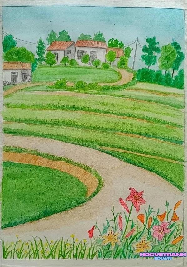 vẽ tranh mùa xuân đường xá