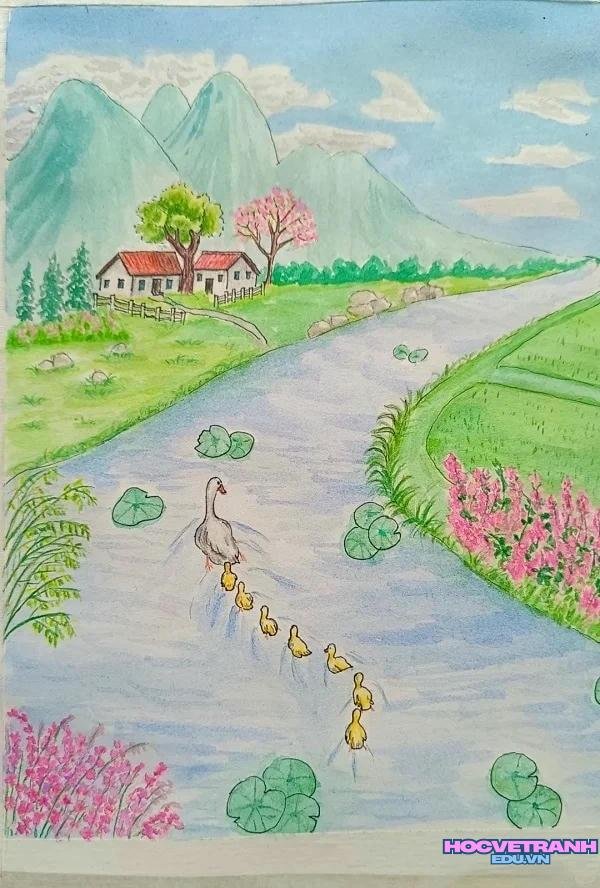 vẽ tranh mùa xuân rất chill