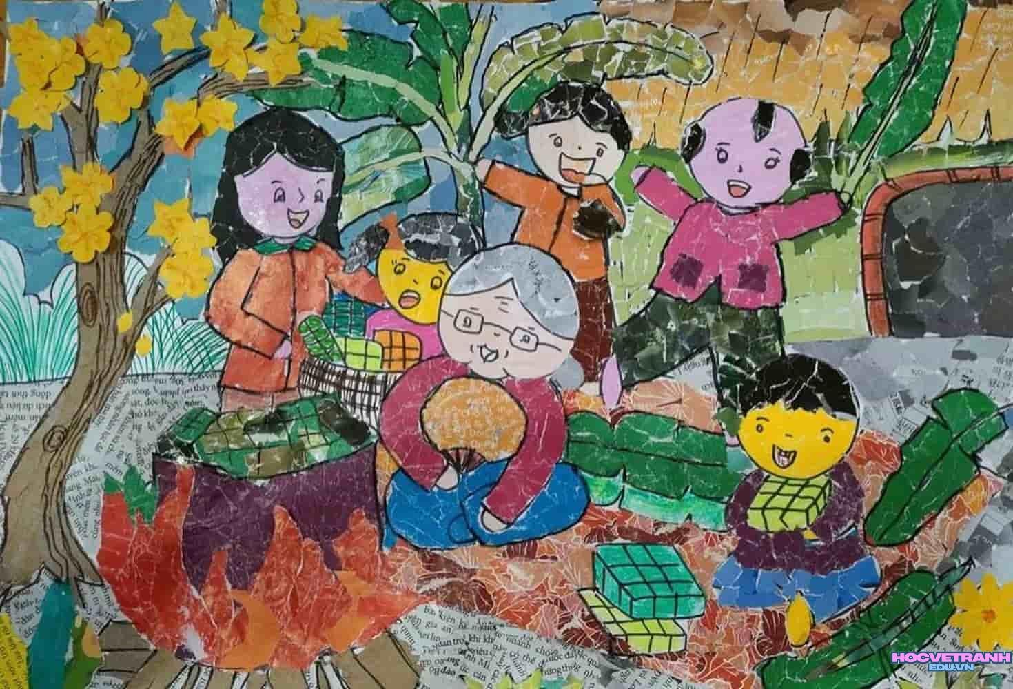 vẽ tranh mùa xuân sắc hoa