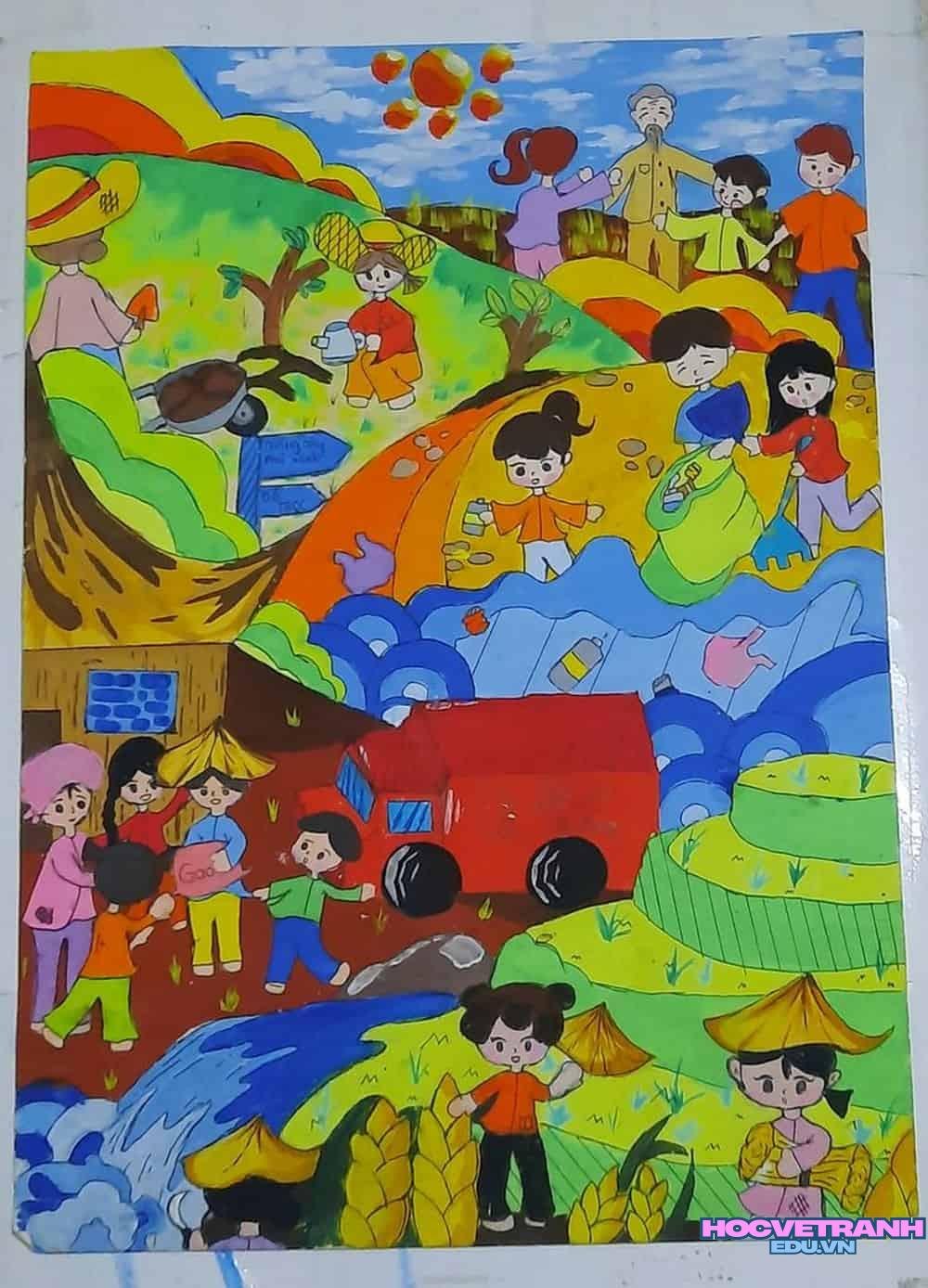 vẽ tranh mùa xuân sắc màu