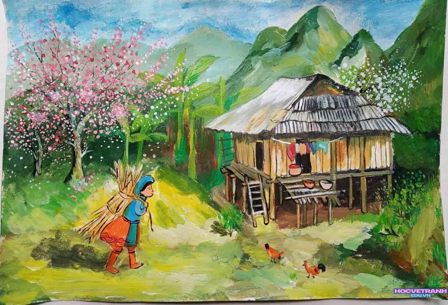 vẽ tranh mùa xuân tràn đầy