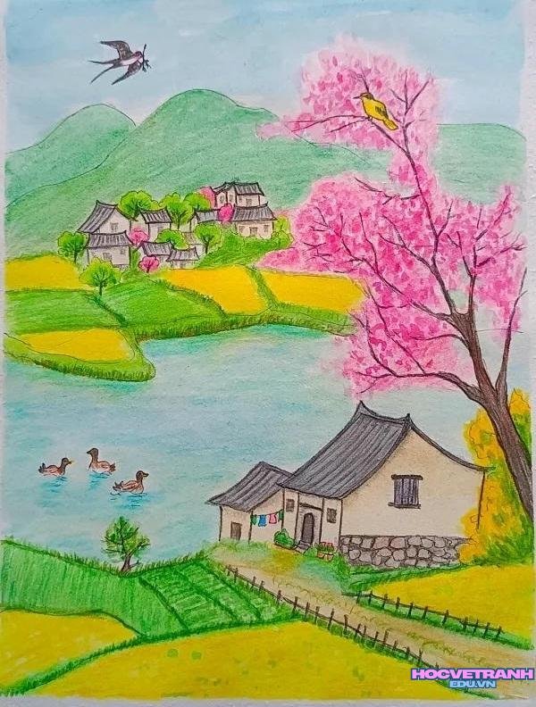 vẽ tranh mùa xuân xinh