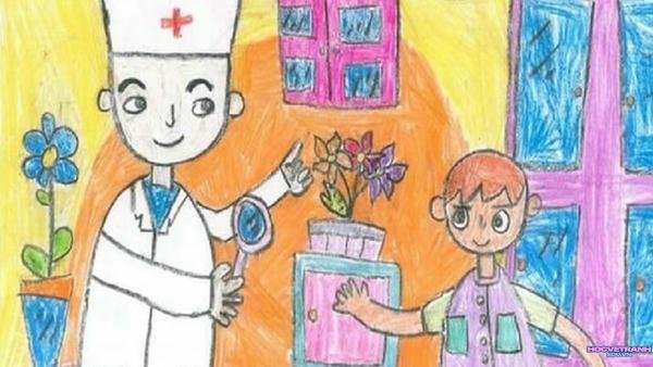 vẽ tranh nghề nghiệp bác sĩ nhi
