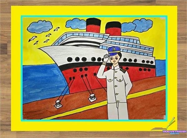 vẽ tranh nghề nghiệp cảnh sát biển