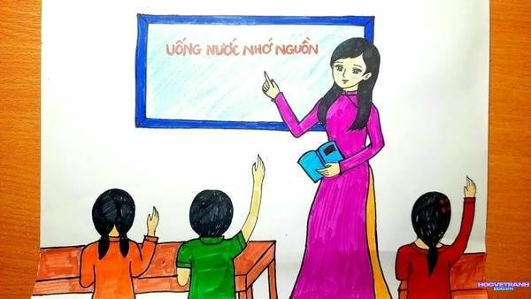 vẽ tranh nghề nghiệp cô giáo