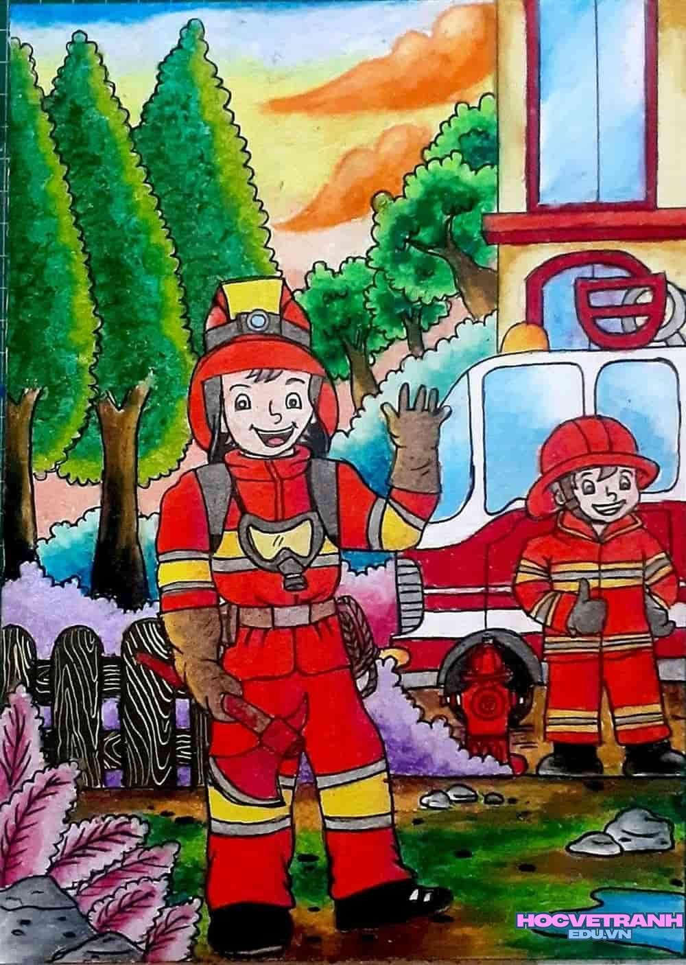 vẽ tranh nghề nghiệp công an