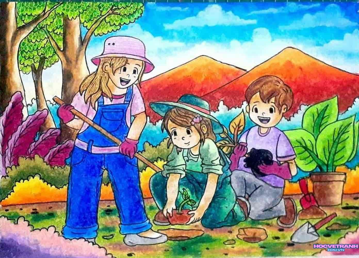 vẽ tranh nghề nghiệp giáo viên