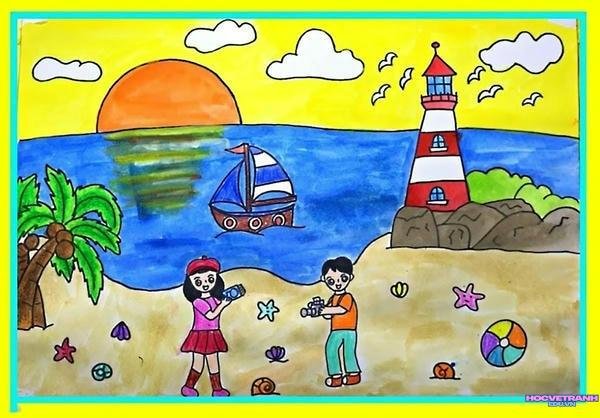vẽ tranh nghề nghiệp ở bãi biển