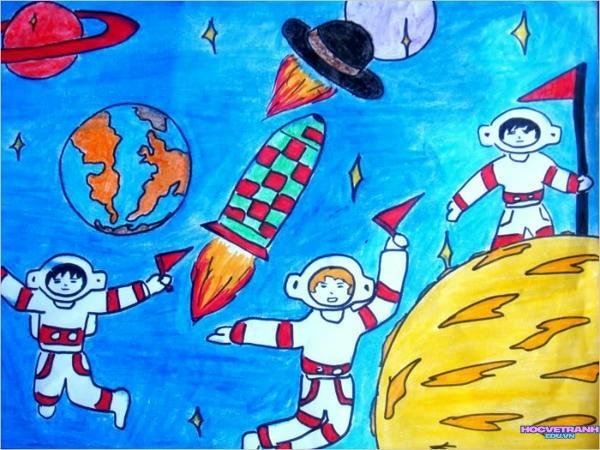 vẽ tranh nghề nghiệp phi hành gia khám phá