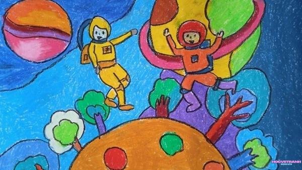 vẽ tranh nghề nghiệp phi hành gia