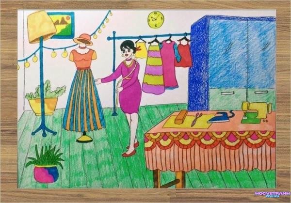 vẽ tranh nghề nghiệp thiết kế thời trang